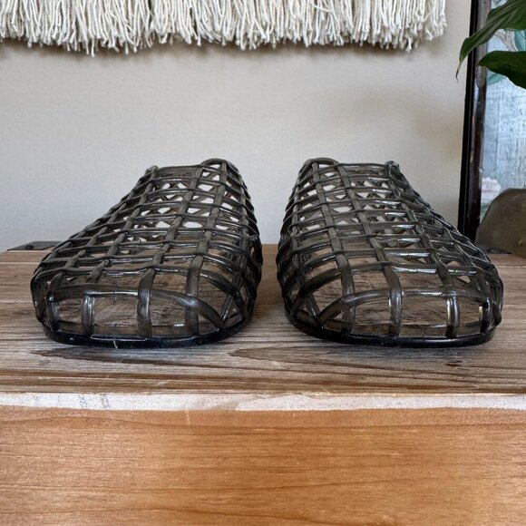 MIA DARLEENE Black Jelly Open Basket Weave Slip On Ballet Flat Shoes Size 8 - Picture 6 of 12